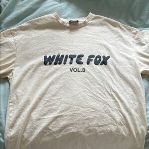 White Fox Boutique Cream Short Sleeve Tee Bold Text